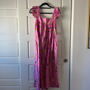 Printfresh Beachcomber Pink Sleeveless Maxi Dress with Seashell Print